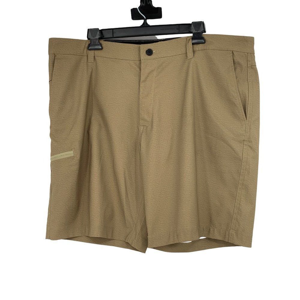 Men’s Hawke & Co skater tech stretch shorts zipper pocket tan size 40 1722